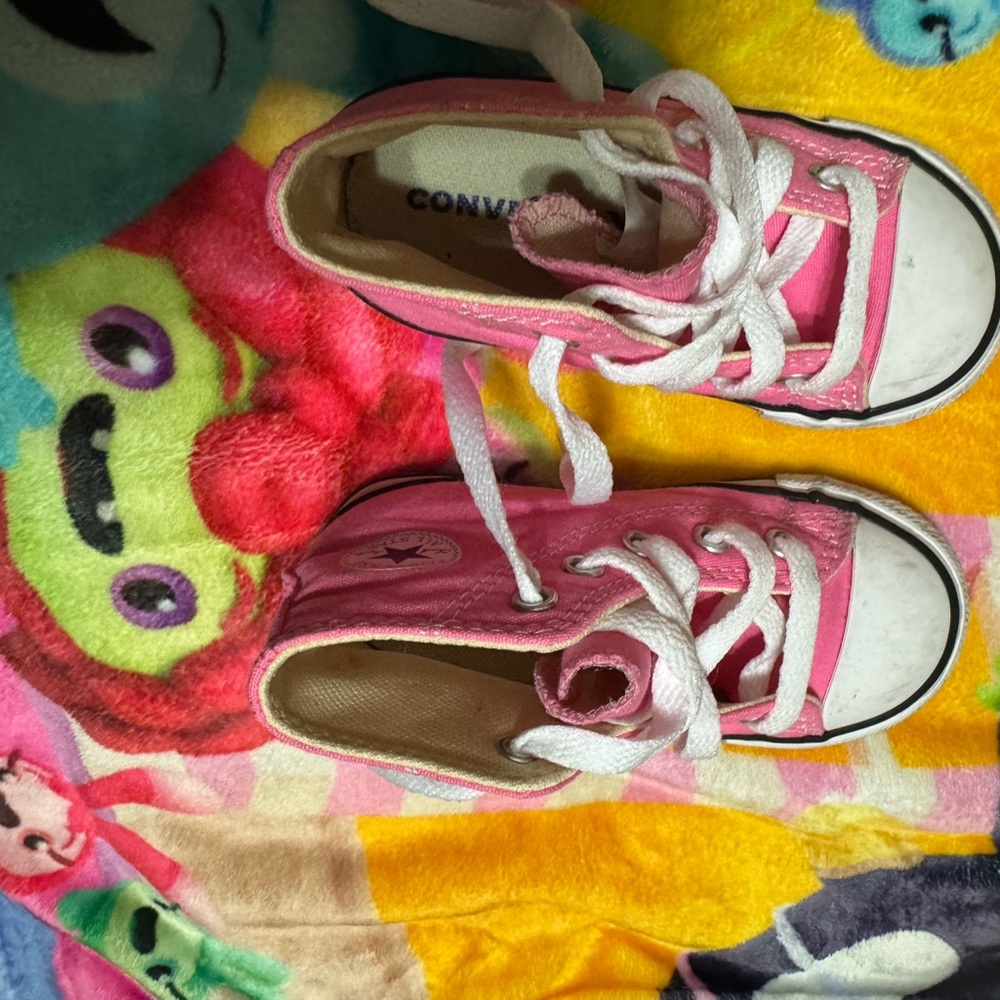 Converse Pink and White High-Tops- Toddler